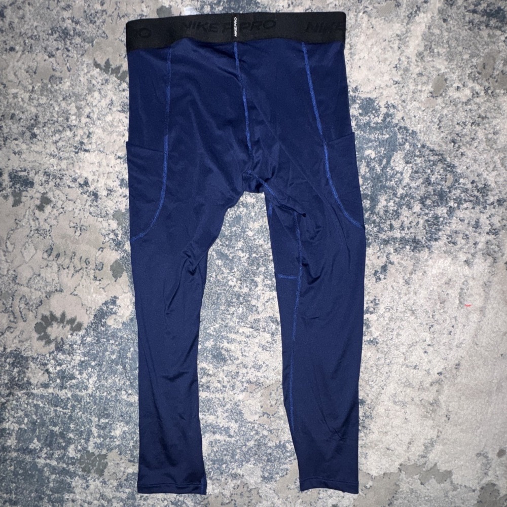 NWT Nike PRO Dri-FIT 3/4 Length Fitness Men's Small Blue Tights FB7950-492